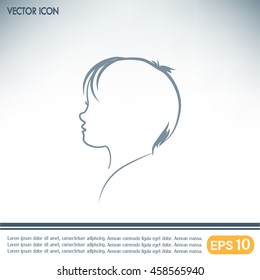 Line icon- a child silhouette vector.