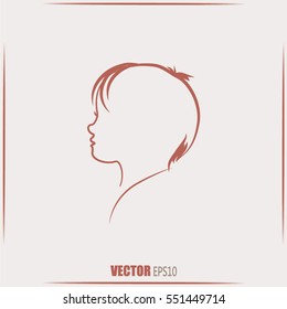 Line icon- a child silhouette vector.