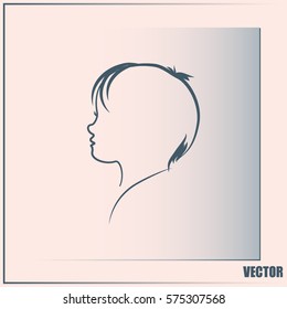 Line icon- a child silhouette vector.