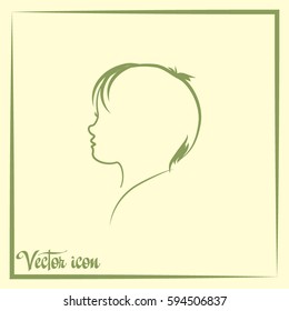 Line icon- a child silhouette vector.