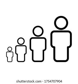 Line icon of children to old age, aging, people. Design template vector