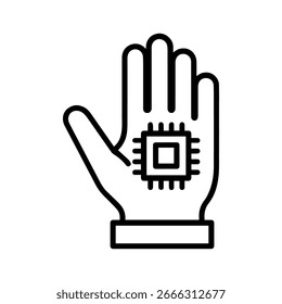 Line icon chip in the palm vector on white background
Vector line icon on white background