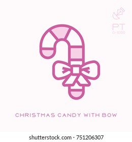 Line icon christmas candy with bow