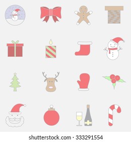 line icon Christmas set