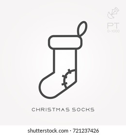 Line icon christmas socks