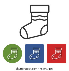 Line icon of Christmas stocking in different variants 