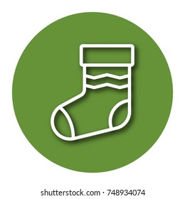 Line icon of Christmas stocking with shadow. EPS 10