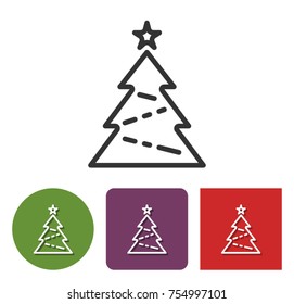Line icon of Christmas tree in different variants 