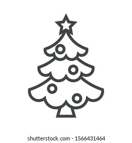 Line icon Christmas tree with star. Simple vector illustration with ability to change.