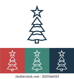 Line icon Christmas tree with star