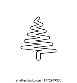 line icon christmas tree vector isolated on white background