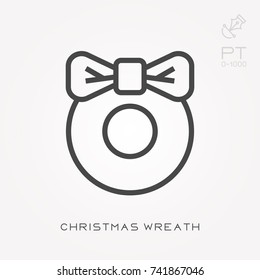 Line icon christmas wreath