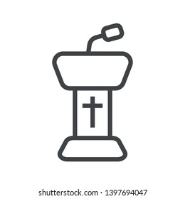 Line icon church tribune. Simple vector illustration with ability to change.