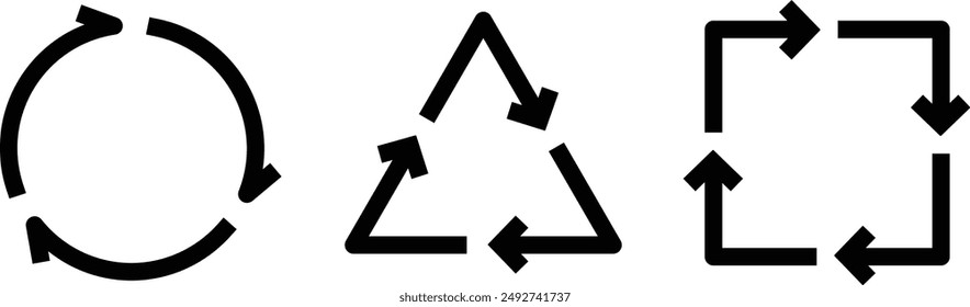 Liniensymbol des Kreises, Dreiecks und Quadrats