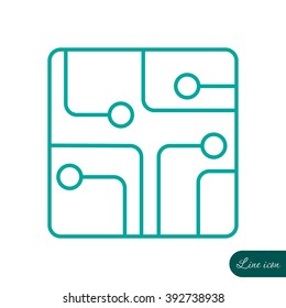 Line icon- Circuit board