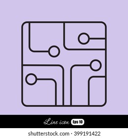 Line icon- Circuit board