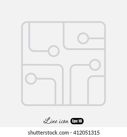 Line icon- Circuit board