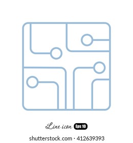 Line icon- Circuit board
