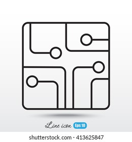 Line icon- Circuit board