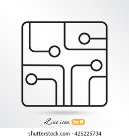 Line icon- Circuit board