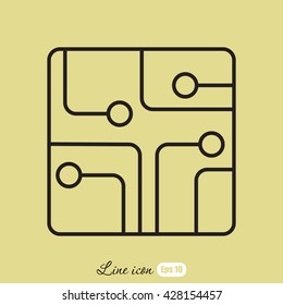Line icon- Circuit board