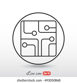 Line icon- Circuit board