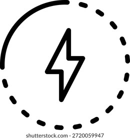 Icono de línea: ciclo de carga circular con anillo punteado.