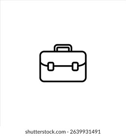 A line icon of a classic hard-shell briefcase. Monochrome symbol for business, law, and professional work, isolated on a white background.