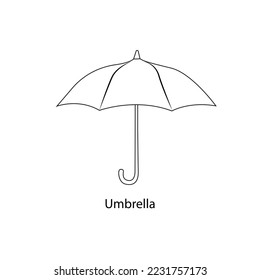 Line icon Classic Umbrella outline  Icon. Simple hand drawing umbrella for rainy water concept. Sketching of men's unbrella symbol isolated on white background. Retro Umbrella Silhouette