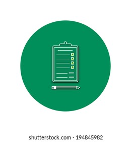 Line icon of clipboard and pencil. Delivery signature clipboard. Office and business work elements