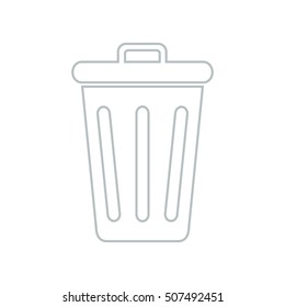 Line icon closed trash can isolated on white background. Vector illustration.