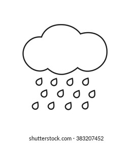 Line icon cloud with rain drops. Vector illustration.