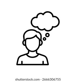 Line icon cloud of thoughts above head vector on white background
Vector line icon on white background