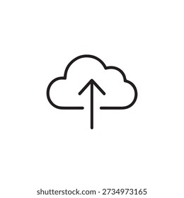 Line icon of a cloud with an upload arrow in a hand-drawn style