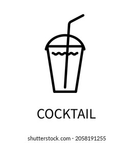 Line Icon Cocktail In Simple Style. Vector sign in a simple style isolated on a white background.