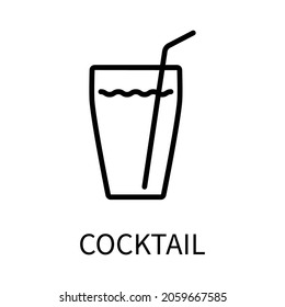 Line Icon Cocktail In Simple Style. Vector sign in a simple style isolated on a white background.