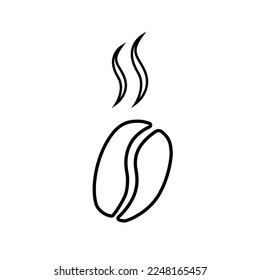 Line icon of coffee bean with aroma. Roasted coffee been with fine smell. Vector Illustration 