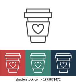 Icono de línea café con corazón
