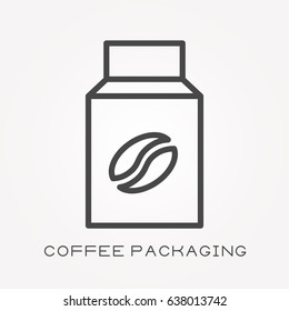 Line icon coffee packaging