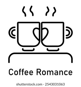 Un icono de línea de café romance 