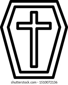 line icon of coffin in vector design