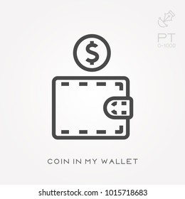 Line icon coin in my wallet