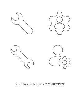 Colección de iconos de línea con llave, llave, perfil de usuario y dos variaciones de llave.
