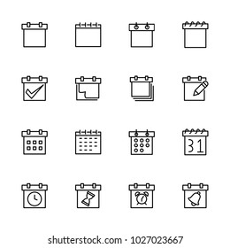 Line icon collection related to schedule, calendar or deadline. Editable stroke vector, isolated at white background