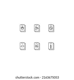 Colección de iconos de línea de signos vectoriales y símbolos monocromos dibujados con línea delgada negra. Adecuado para tiendas, sitios, aplicaciones. Paw, altavoz fuerte, planeta, nube, avión, jeringa en el portapapeles 
