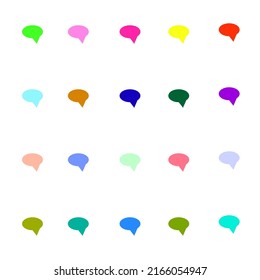 Line icon collection of vibrant multicolored speech bubbles in oval form