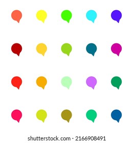 Line icon collection of vibrant multicolored speech bubbles in form of heart 