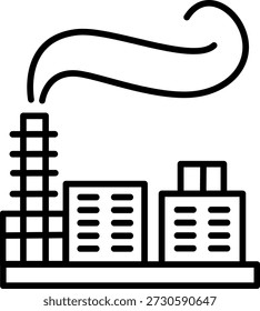 Line icon of a complex industrial facility.