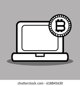 line icon computer bitcoin money currency