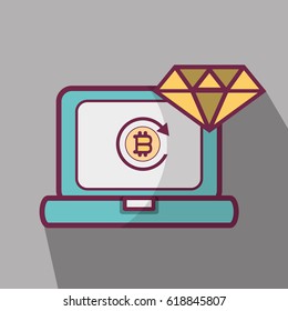 line icon computer bitcoin money currency